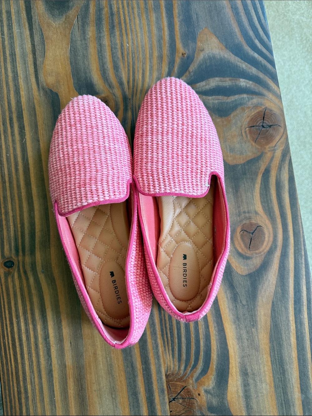 Birdies Pink Woven Slip-On Loafers